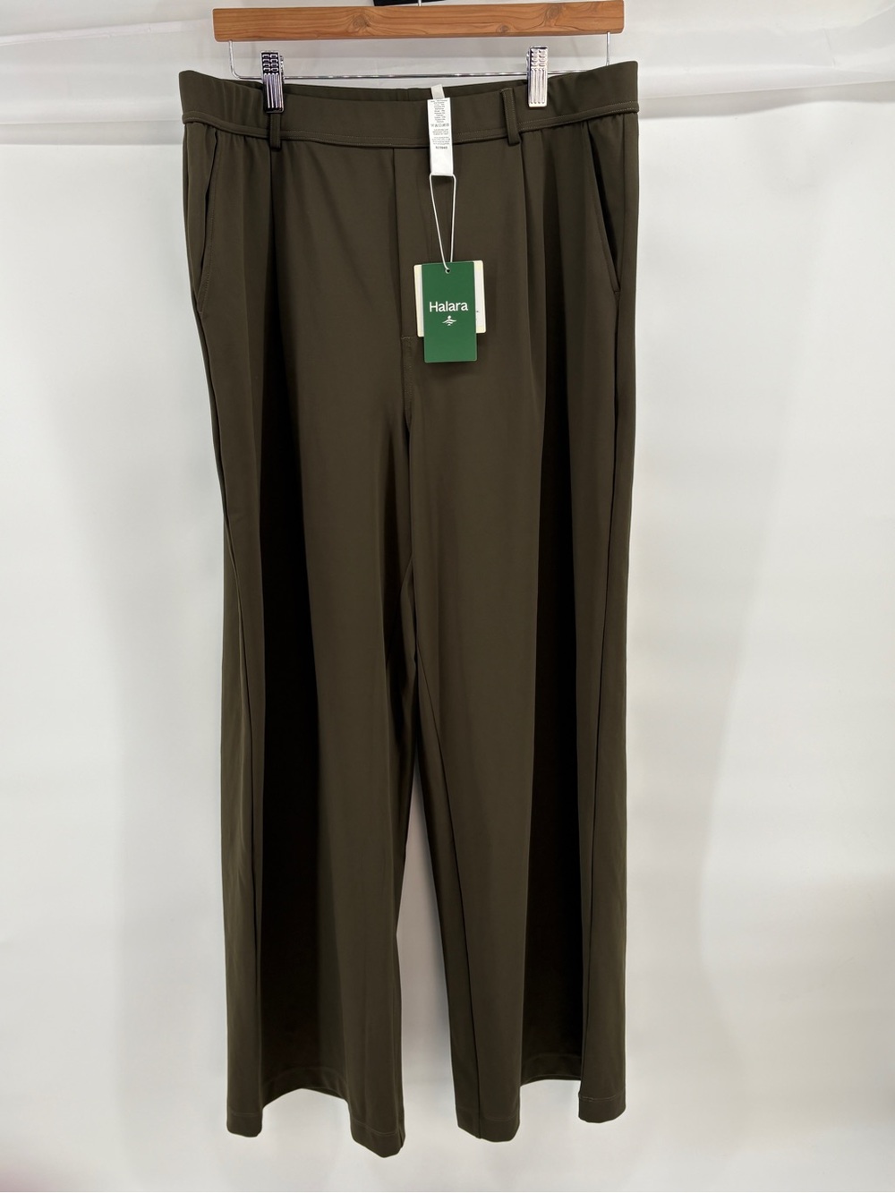 Halara Women’s Wide Leg Work Pants XL Regular Olive Green Stretch Pull On NWT